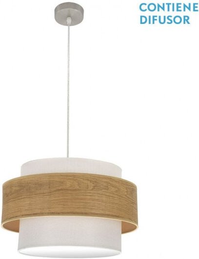 Senko - fabrilamp Myriam Pendelleuchte 2xe27 Nickel/Holz hell Regx50x50 Cm