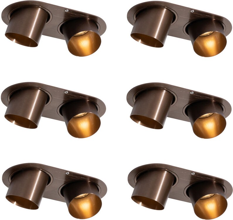 Set mit 6 Einbaustrahlern Dunkelbronze GU10 50mm 2-Licht - Installa