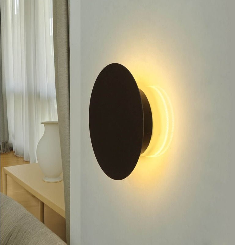 Licht-erlebnisse - Wandlampe led Metall rund ø 15 cm Braun matt warmweiß 3000 k 60 lm Modern