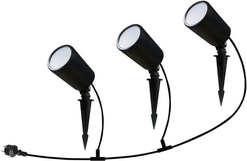 V-TAC LED Gartenstrahler Picket 3x7W Google/Alexa Schwarz CCT RGB+3in1 Dimmbar IP65