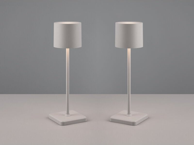 2er SET Akku LED Tischlampen kabellos für Innen & Außen, Grau - H: 38cm