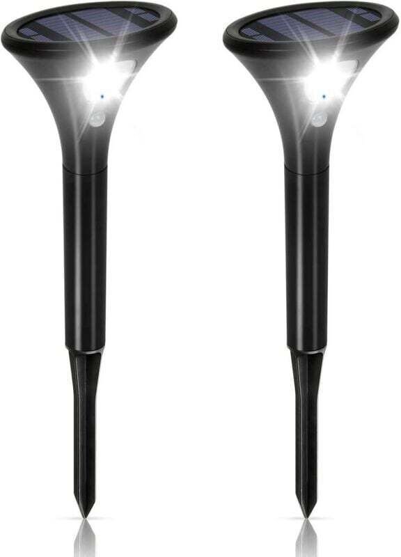 Leistungsstarke Solar-Außenleuchten, 2er-Pack wasserdichte IP65-Solar-Sicherheitsleuchten mit Bewegungsmelder, verstellb...