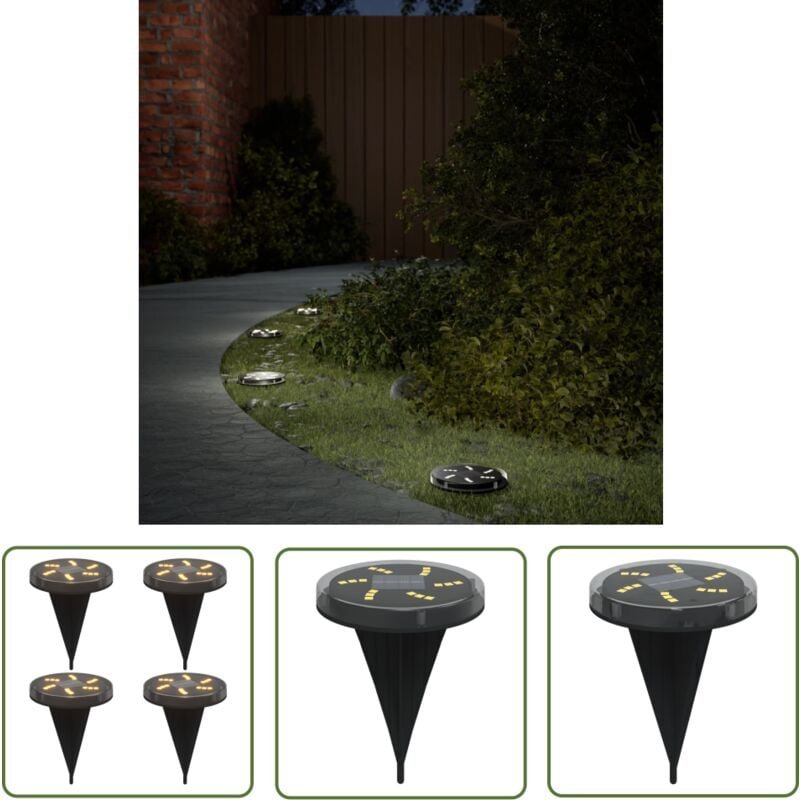 The Living Store - Solar-Bodenleuchten mit Erdspieß 4 Stk. Warmweiß - Solarlaterne - Gartenbeleuchtung - Außenscheinwerf...