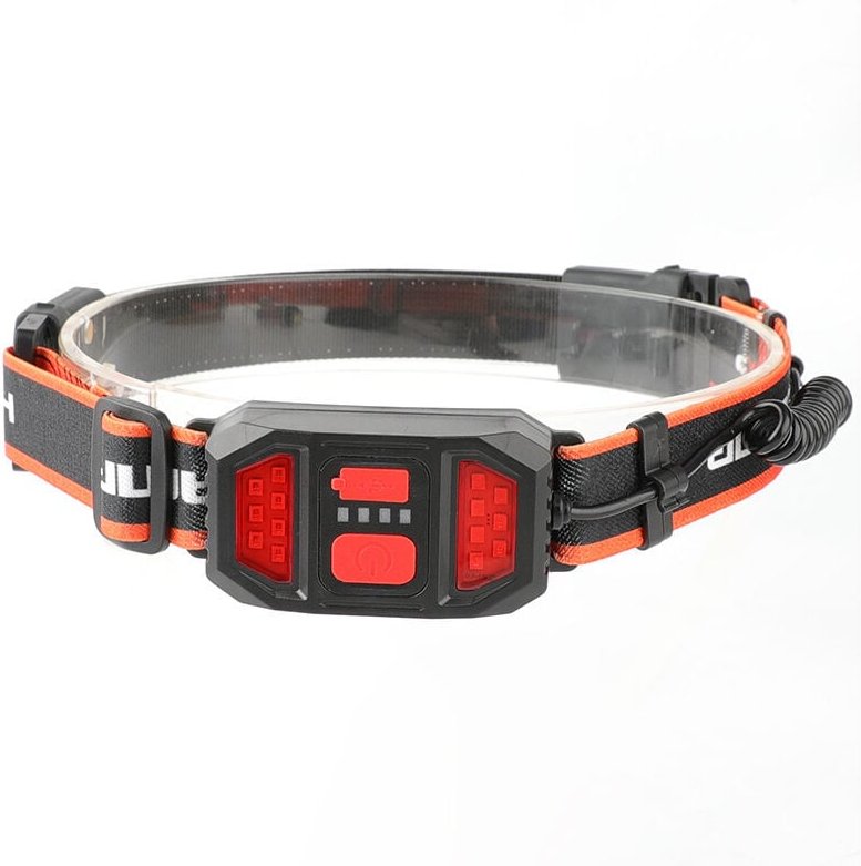 USB-wiederaufladbare, wasserdichte LED-Stirnlampe, rotes Warnlicht für den Außenbereich