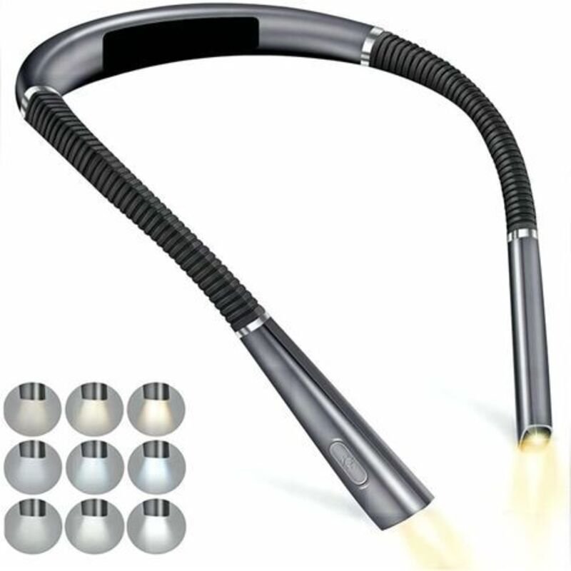 LaBlanc – Wiederaufladbare Nacken-Leselampe, Lampe zum Lesen im Bett, 3 Farben, 6 Helligkeitsstufen, klappbare Arme, lan...
