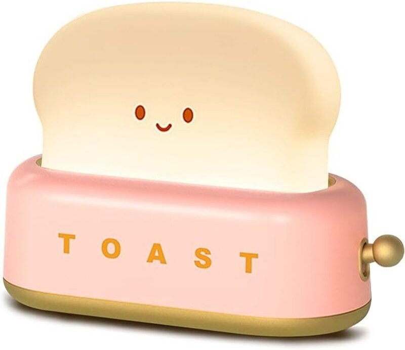 Niedliche Schreibtisch-Dekoration, Toaster-Lampe, Kawaii-LED-Toastbrot-Nachtlicht, wiederaufladbares und tragbares Licht...