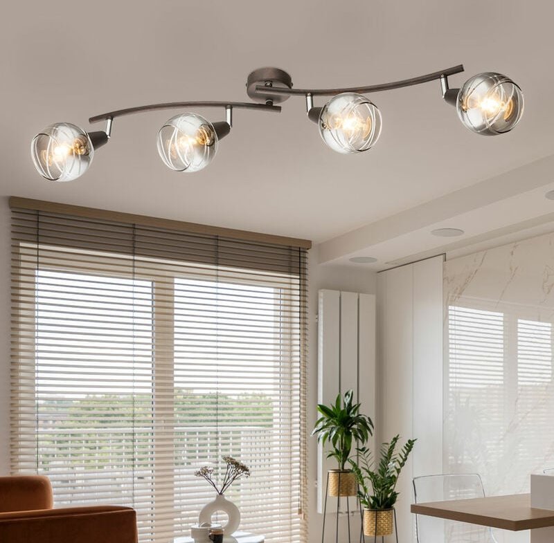 Etc-shop - led Decken Leuchte Lampe Beleuchtung Metall Bronze Glas Spots Beweglich Küche