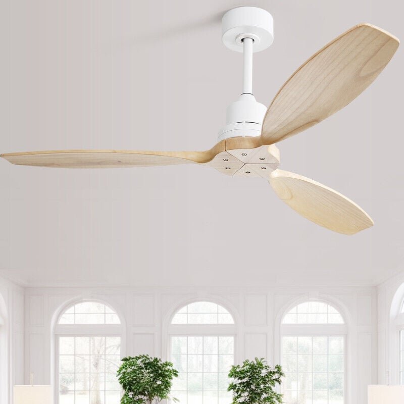 Ventilateur de Plafond à Pales Bois Massif sans Lumière pour Patio/Salon - 132cm - Sofucor