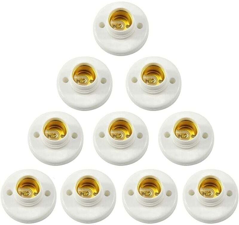 Odipie - E27-Lampenfassung, Wandschraubfassung, LED-Lampensockel-Konverteradapter, für E27-Glühbirne, runde Kunststoff-S...