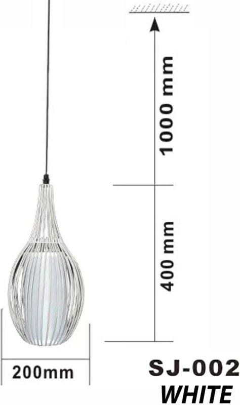 Vintage Industrie-Kronleuchter Mit Metallkäfig, E27, Weiß, Sj002