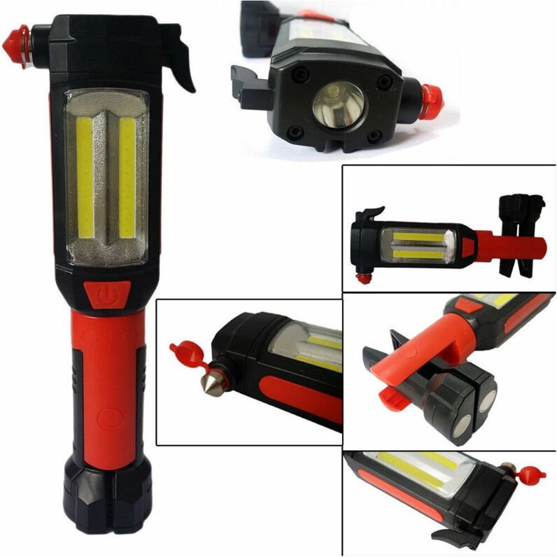 Trade Shop Traesio - Trade Shop - arbeitstasche lampe magnet led wiederaufladbar hammer glasbrecher gürtel usb -