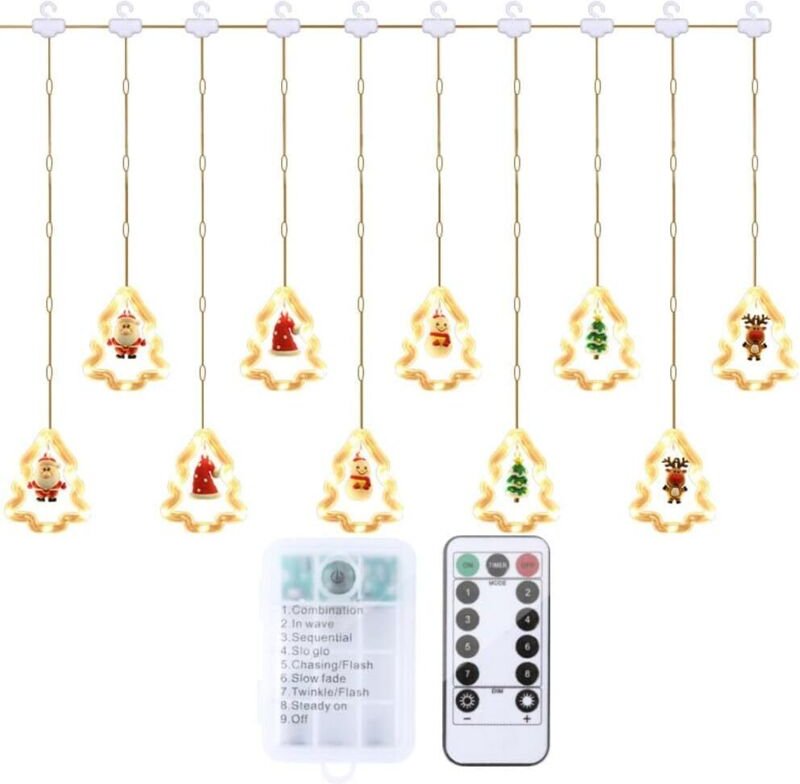 Weihnachtsbeleuchtung, 50 LEDs, 3 m lange, wasserdichte USB-Lichterkette mit 8 Beleuchtungsmodi für Weihnachten, Fenster...