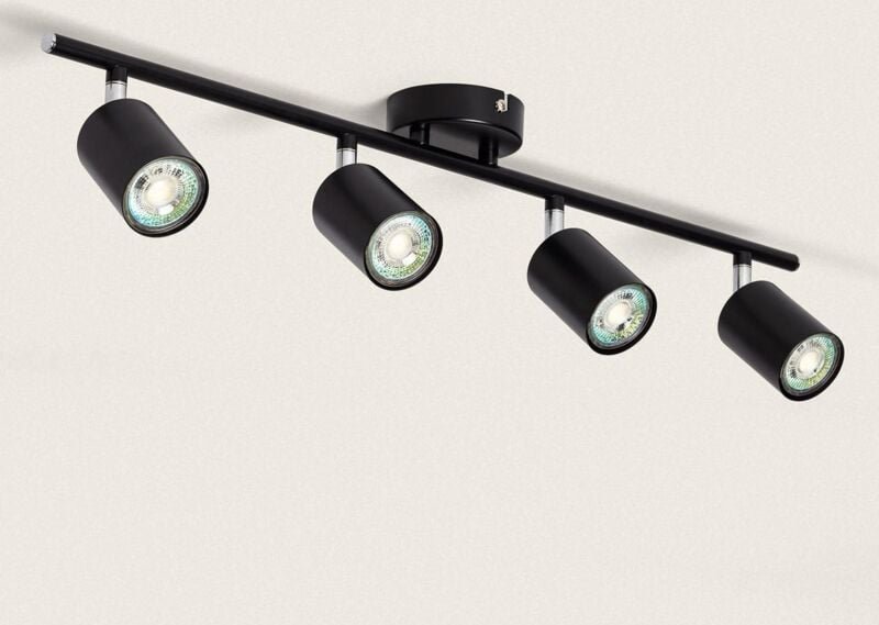 Efectoled - Deckenleuchte verstellbar Metall 4 Strahler Albus Black Schwarz