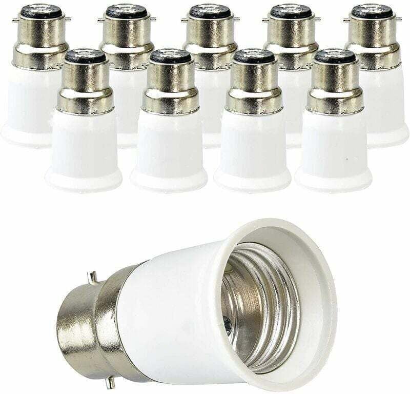 10 Stück Weiß PBT Material Hochtemperaturbeständig B22 Bajonett auf E27 Schraubsockeladapter