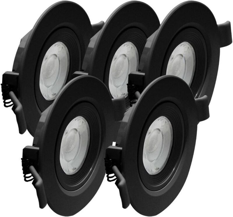 Arum Lighting - 5 LED-Einbaustrahler asturia verstellbar schwarz 7W Äq. 75W Farbtemperatur: 4000K neutralweiß