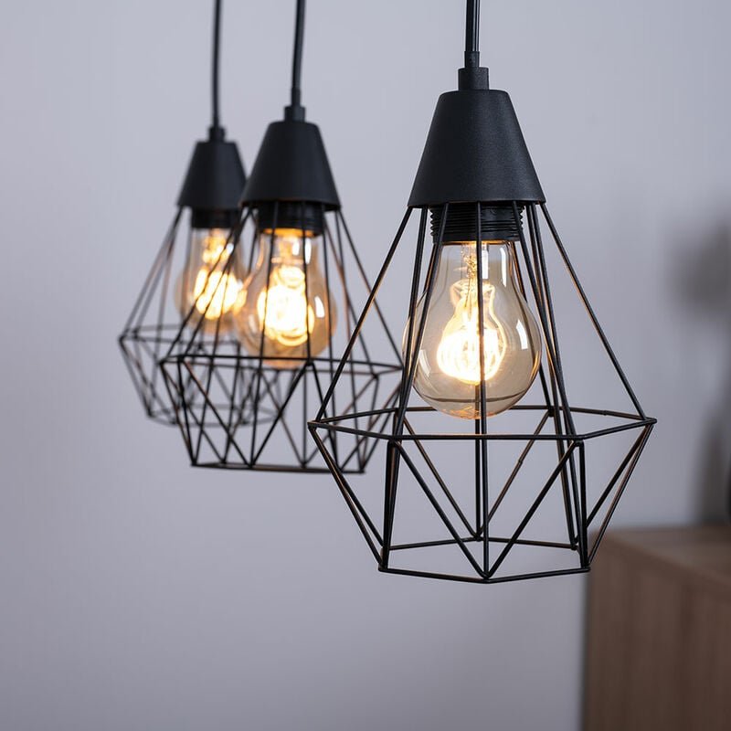 Thumbnail - Retro Decken Pendel Leuchte Wohn Zimmer filament Käfig Hänge Lampe im Set inkl. led Leuchtmittel