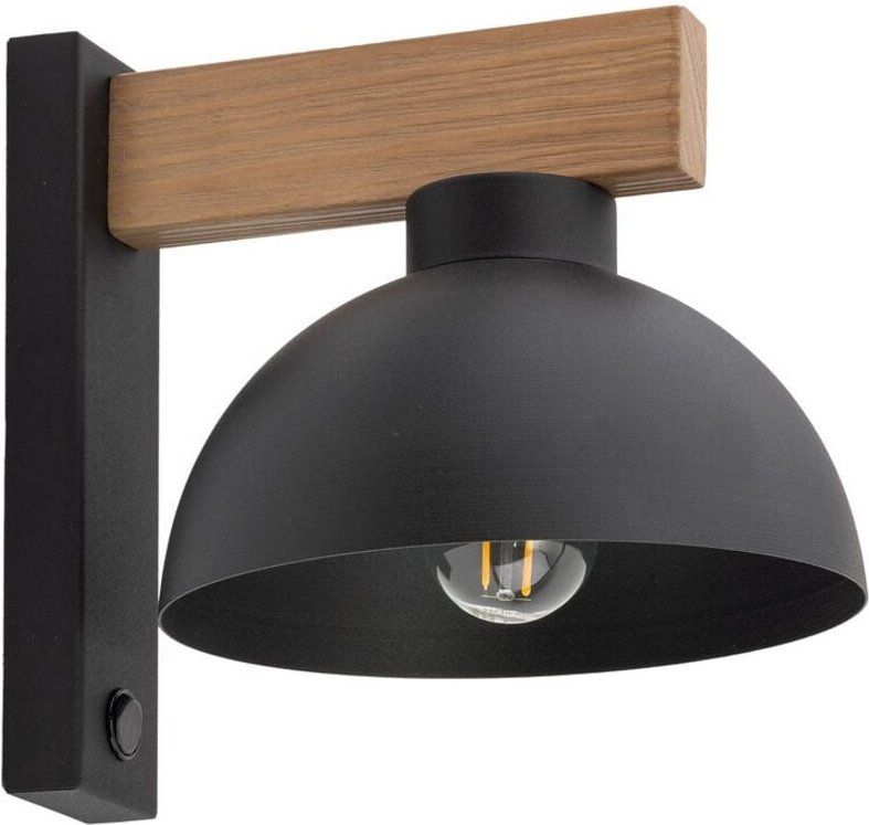 TK Oslo 18cm Kuppel Wandleuchte Walnuss, Schwarz 1xE27