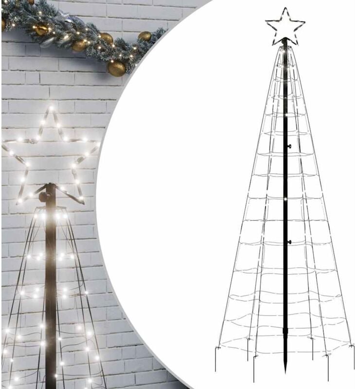 LED-Weihnachtsbaum mit Erdspießen 220 LEDs Kaltweiß 180 cm vidaXL