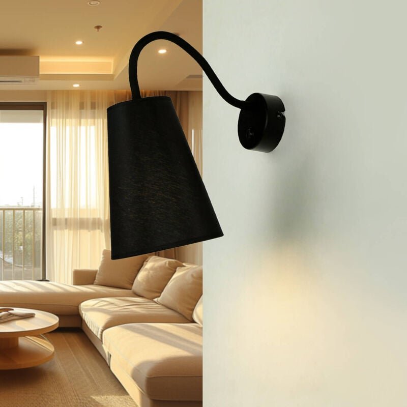 Wandlampe mit Schalter Flexarm Schwarz E27 Leselampe Bett Sofa