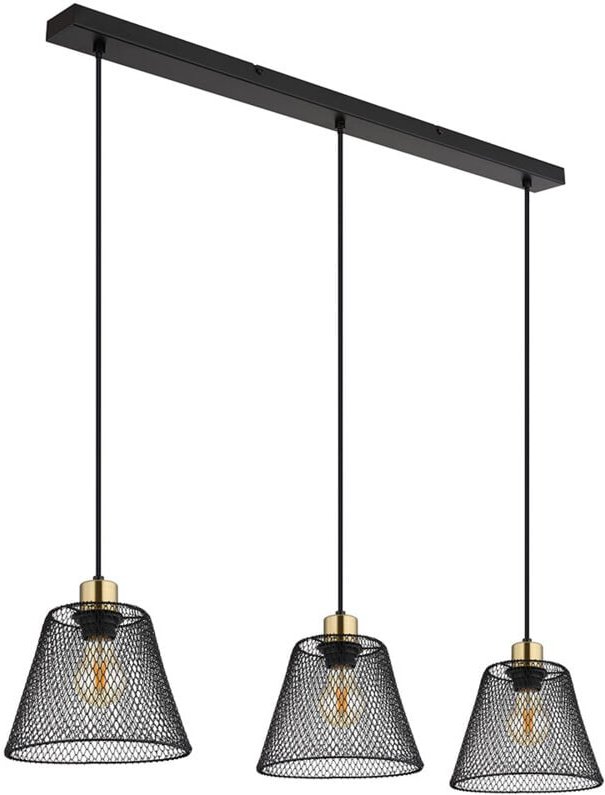 Hängeleuchte Pendelleuchte Esszimmerlampe Gitter schwarz gold 3-Flammig Küche