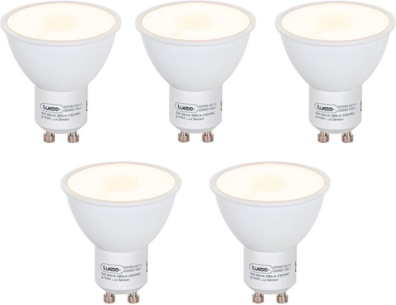 Thumbnail - Luedd - Set mit 5 GU10 LED-Lampen mit Dämmerungssensor 5W 380lm 2700K