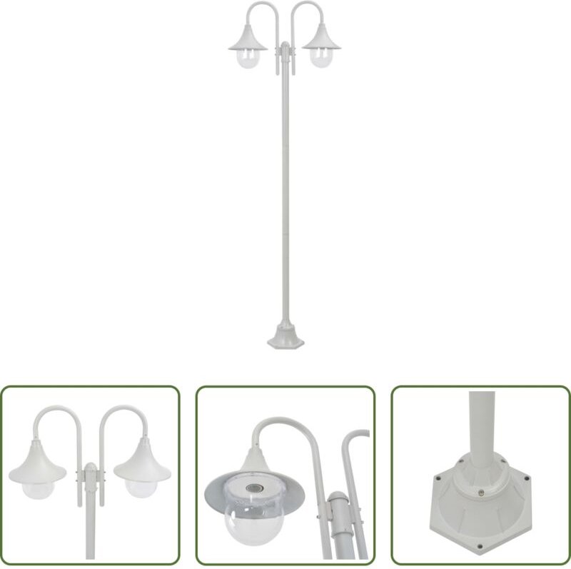 Außenleuchte - Garten-Pollerleuchte E27 220 cm Aluminium 2-Laterne Weiß