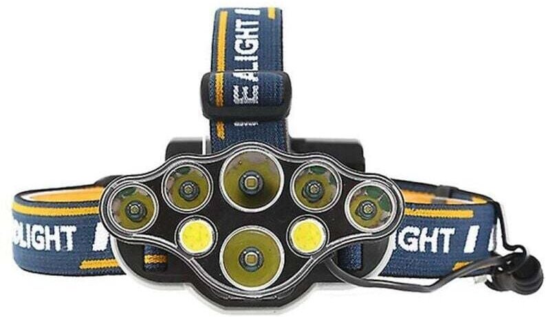 Stirnlampe mit 8 LEDs, USB-aufladbar, 8 Modi, rotes Warnlicht, superhell, wasserdicht, für mehr Sicherheit im Freien.