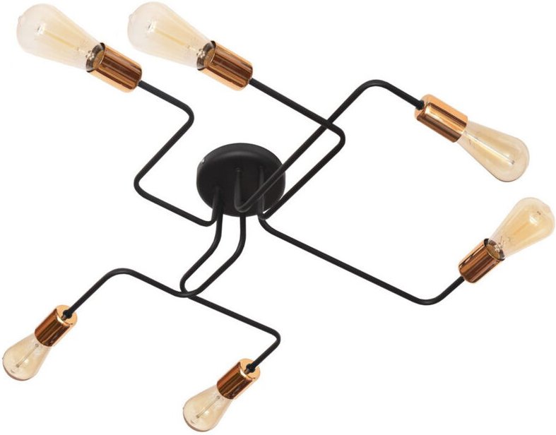 Helam - tube Halbbündige Deckenleuchte mit mehreren Armen Schwarz, Kupfer 75cm