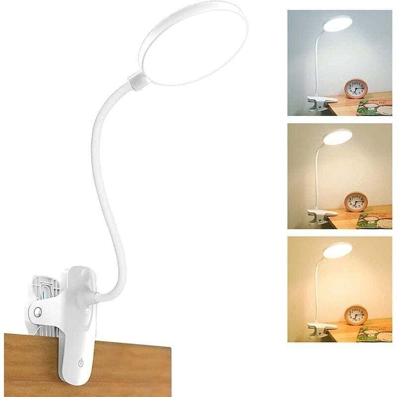 Thumbnail - LED-Schreibtischlampe, Leselampe, 3 Farben und 3 dimmbare 20 LEDs, Clip-on-Leselampe, 360° flexibel, 2500 mAh, Clip-on-L...