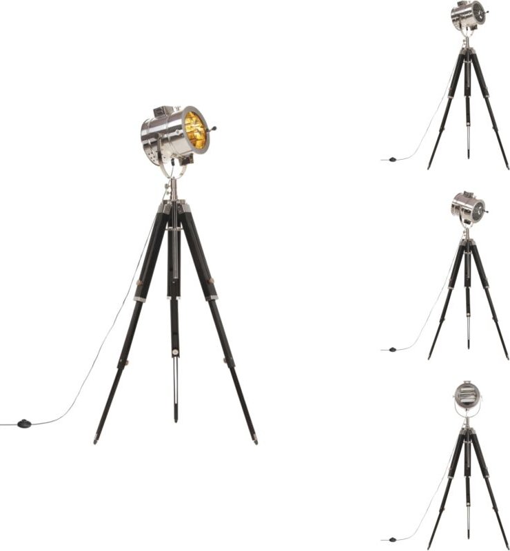 Stativlampe Mango Massivholz 165 cm - Retro Lampe - Stehlampe Wohnzimmer - Hollywood Lampe - Tischlampe - Designer Lampe