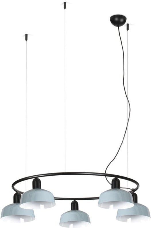 Faro Tatawin Kleine Pendelleuchte Deckenleuchte Schwarz, Graublau glänzend 5x E27