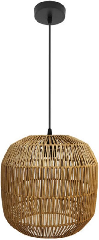 Thumbnail - Hängeleuchte de Decke Fabio 1xe27 Schwarz/Natur 33d - Fabrilamp