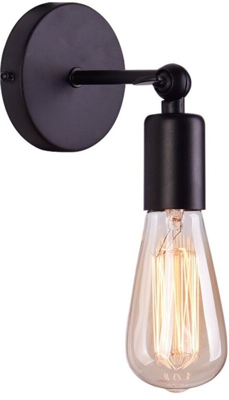 Wandleuchte Innen Industrial Retro Wandlampe E27 Schmiedeeiserne Einfachheit - Schwarz (Ohne Leuchtmittel