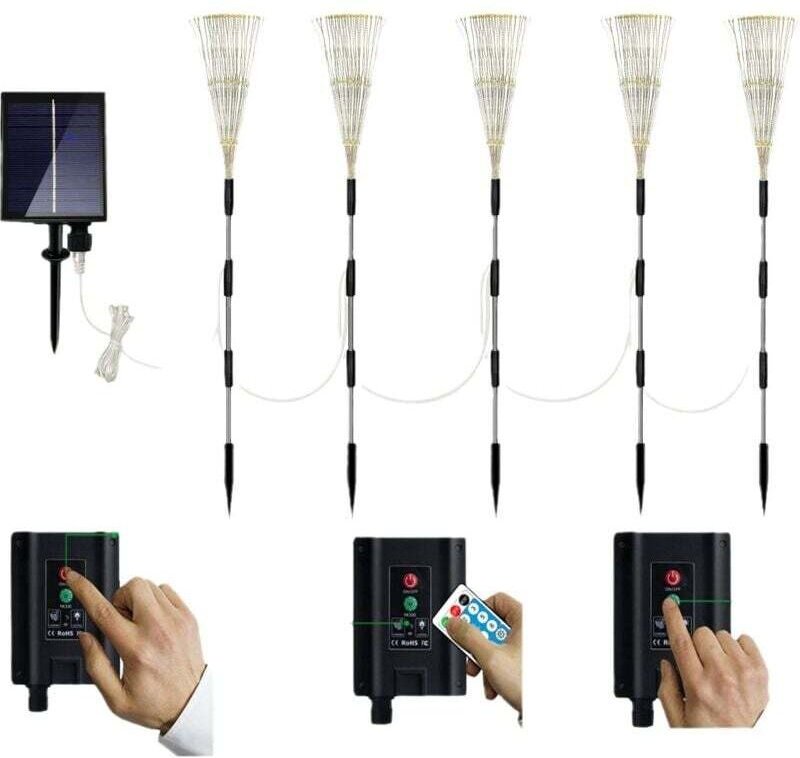 Ulisem 1 Set mit 5 Solarleuchten für den Außenbereich, Solar-Landschaftsbeleuchtung, Solar-Gartenleuchten