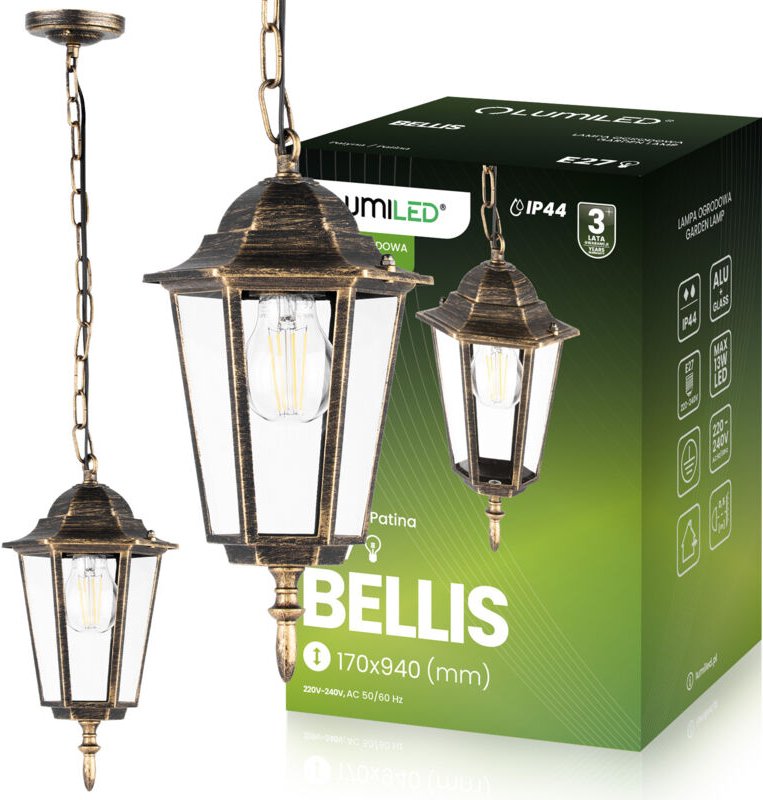 Gartenhängeleuchte E27 Laterne Patina BELLIS LUMILED