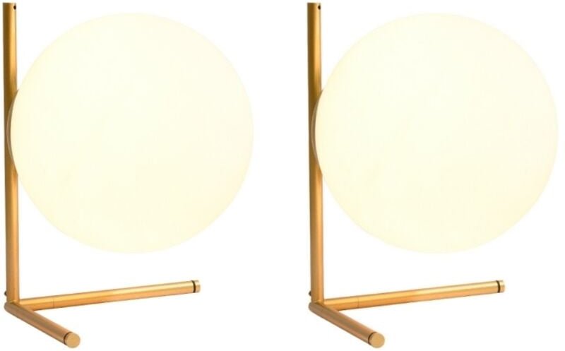 2 Stück Modern Schreibtischlampe Kugelförmige Tischlampe Gold Klemmleuchte mit Glasschirm Ø20cm