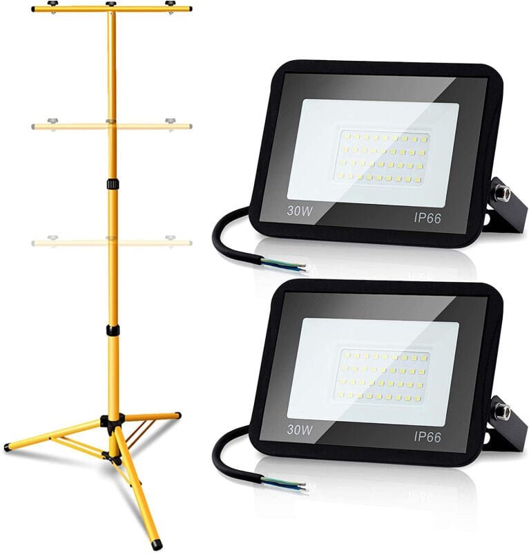 Thumbnail - Swanew led Fluter mit Stativ Strahler Baustrahler IP66 Flutlicht Arbeitsleuchten für Garten Hof Hinterhof 2X30W Kaltweiß
