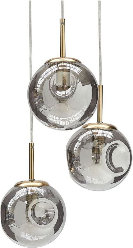 Beliani - Hängelampe mit transparentem Glasschirm Messing Eisen 3 Licht Modernes Design Wohnaccessoires Wohnzimmer