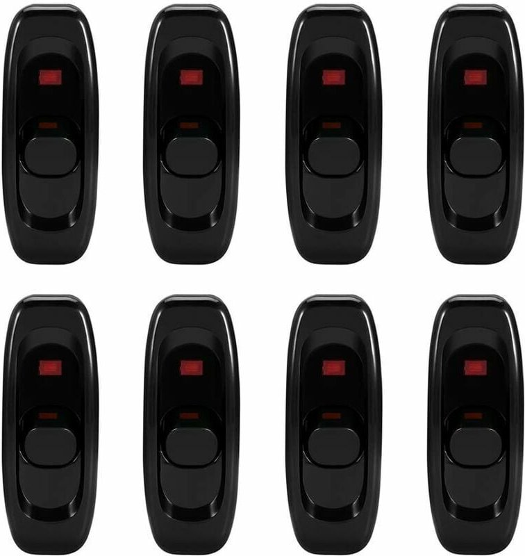Inline-Schalter, Kabelschalter, 8 Stück, Inline-Schalter, Wipp-Zwischenschalter, für Nachttischlampe, Schreibtisch, Tisc...