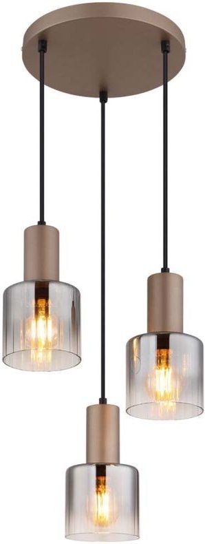Pendelleuchte Hängeleuchte Deckenleuchte kaffeefarben Glas rauchfarben H 150 cm