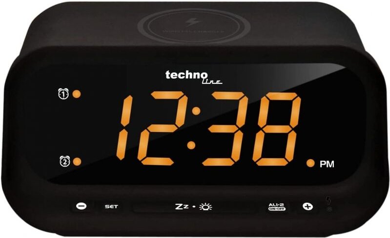 Technoline - Quarzwecker wt 477 schwarz mit Ladefunktion Wanduhr