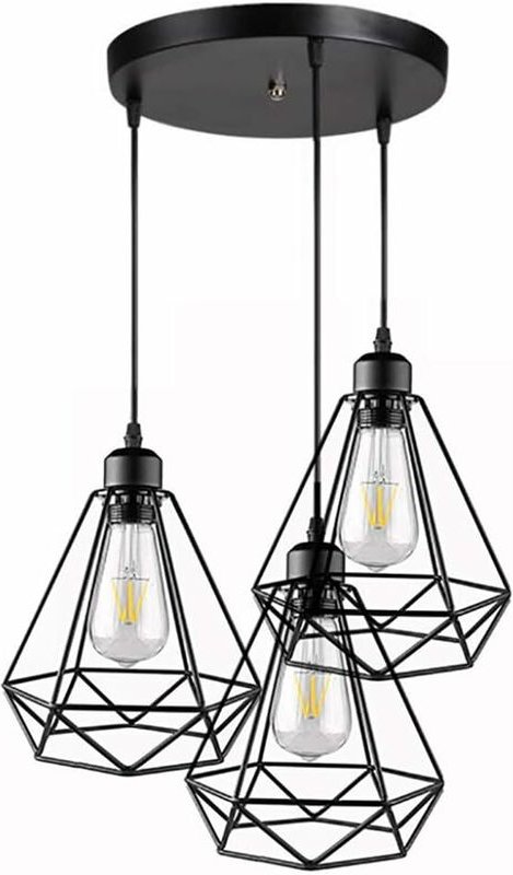3 Vintage Industrial Pendelleuchten Metall Kronleuchter Pendelleuchte Geometrischer Käfig Stil E27 Vintage Pendelleuchte...