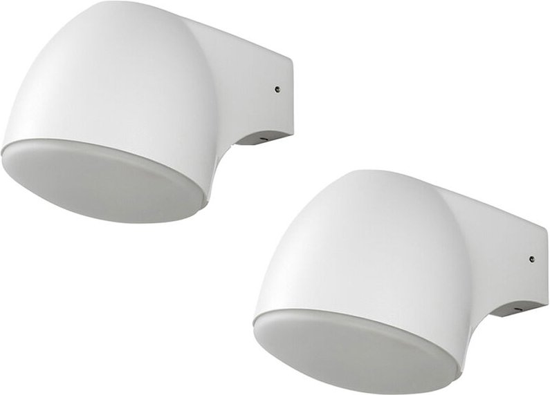 Konstsmide - 2er Set Außenwandleuchte Downlight ferrera Alu weiß, High Power led, Höhe 13cm