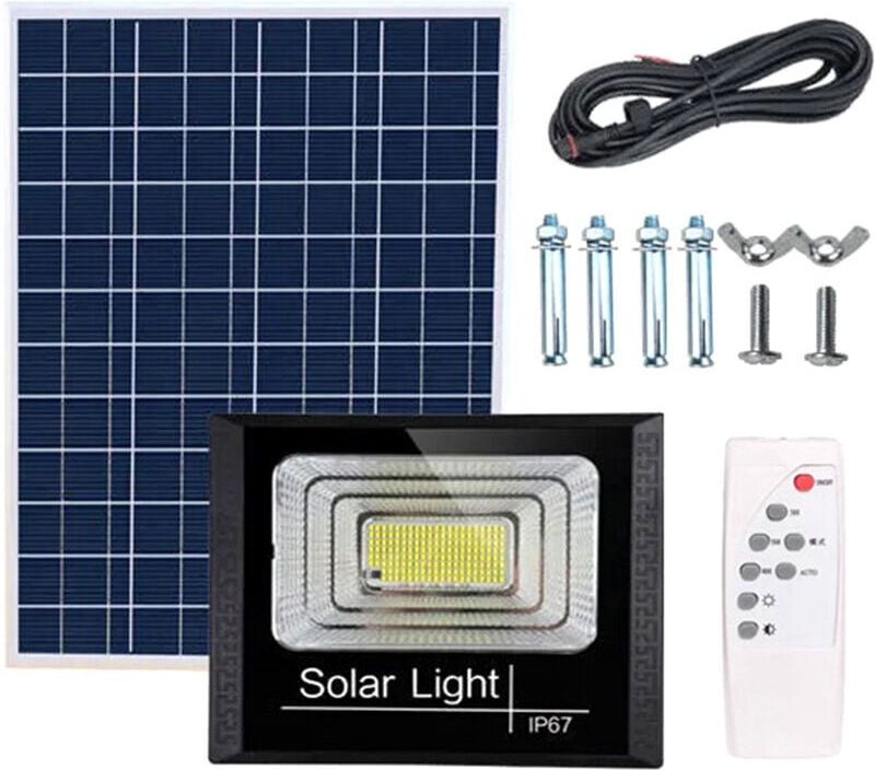 Solar-Flutlicht mit Fernbedienung, Timer und Helligkeitseinstellung – leistungsstarke 25 w, 44-teilige Beleuchtung.