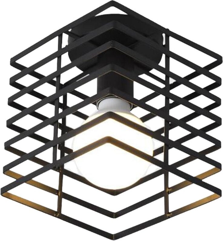 Deckenleuchte, Vintage Deckenbeleuchtung mit Metallschwarz Käfig, Bündige Berg Art Leuchter Eisen für Innen Wohnzimmer K...