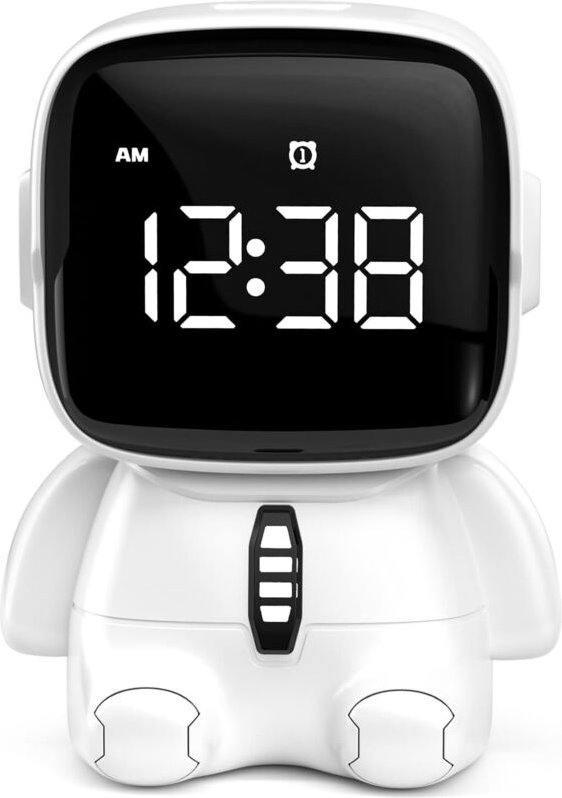 Digitaler Kinderwecker mit 2 Alarmen, 12-/24-Stunden-Anzeige, Schlummerfunktion, Timer, 5 Weckmelodien, einstellbarer La...