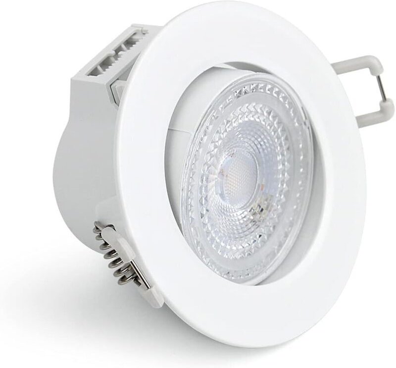 Set mit 1 dimmbaren 5-W-LED-Einbaustrahlern, extra flach, 360° verstellbar, 220–240 V, IP20, 3000 K kaltweiß, für Schlaf...