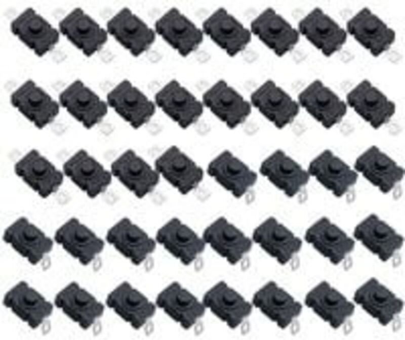 Packung mit 40 selbstverriegelnden Druckknopfschaltern, KAN-28 Mini-Taschenlampenschalter (20 Stück Flachstift mit Loch ...