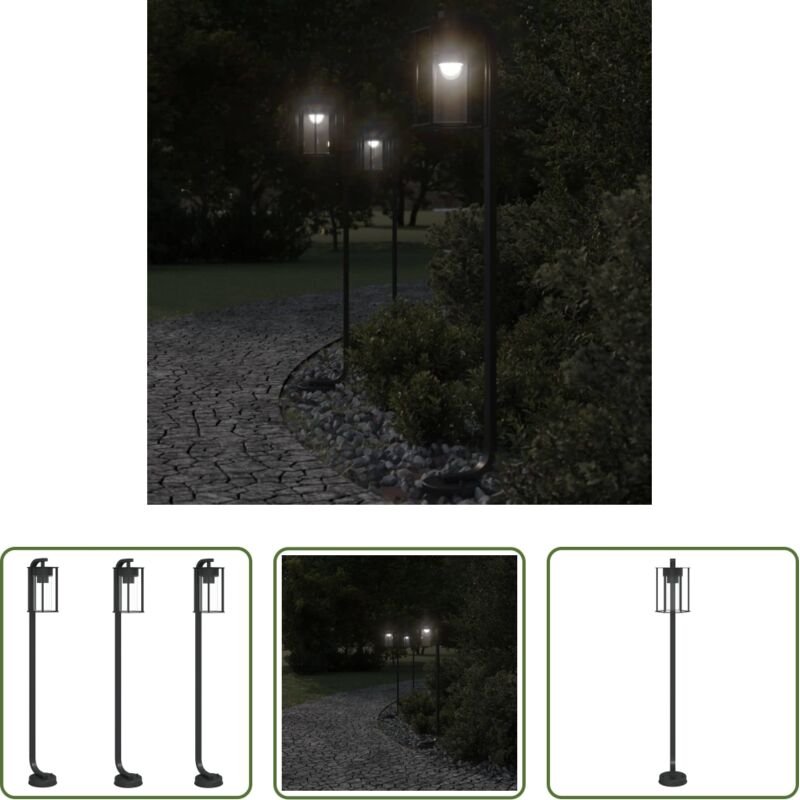 Außenbeleuchtung - Wegeleuchten 3 Stk. Schwarz 100 cm Edelstahl