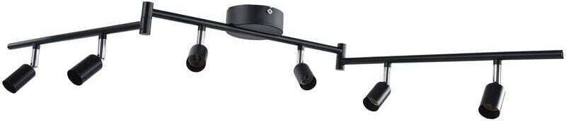 LED-Deckenleuchte mit 6 verstellbaren Strahlern, Tageslichtweiß, 6 x GU10-Leuchtmittel, Wandleuchte, flexibler, drehbare...